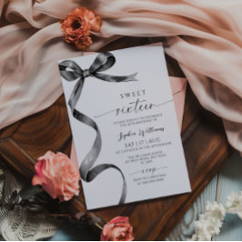 Arco Negro Doce 16 Convite de Aniversário