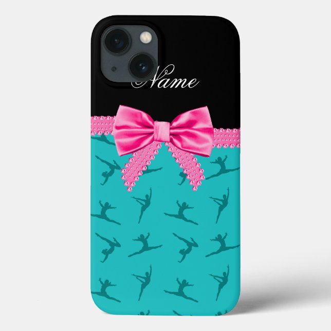 Arco rosa da ginástica turquesa de nome personaliz (Verso)