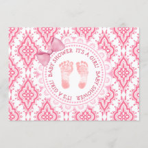 Arco rosa e renda É um convite para Chás de fralda