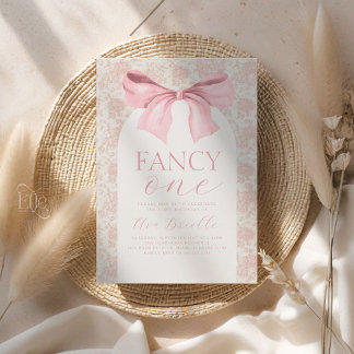 Arco Rosa Toile Rico Um Meninas Convite Aniversári