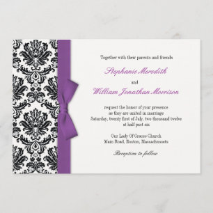 Arco Roxo com Convite para Casamento tema damasco
