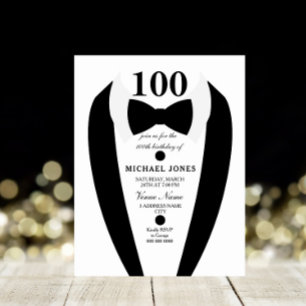 Arco Tie Tuxedo Mens 100th Convite para Festas de 