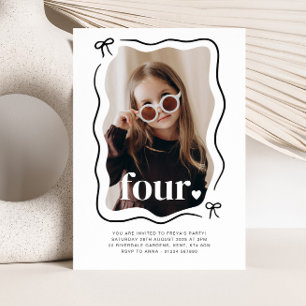 Arco Wavy Border Foto 4.º Convite de Aniversário