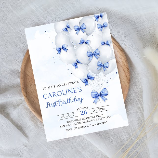 Arcos Azuis Balões Aniversário Convite (Criador carregado)