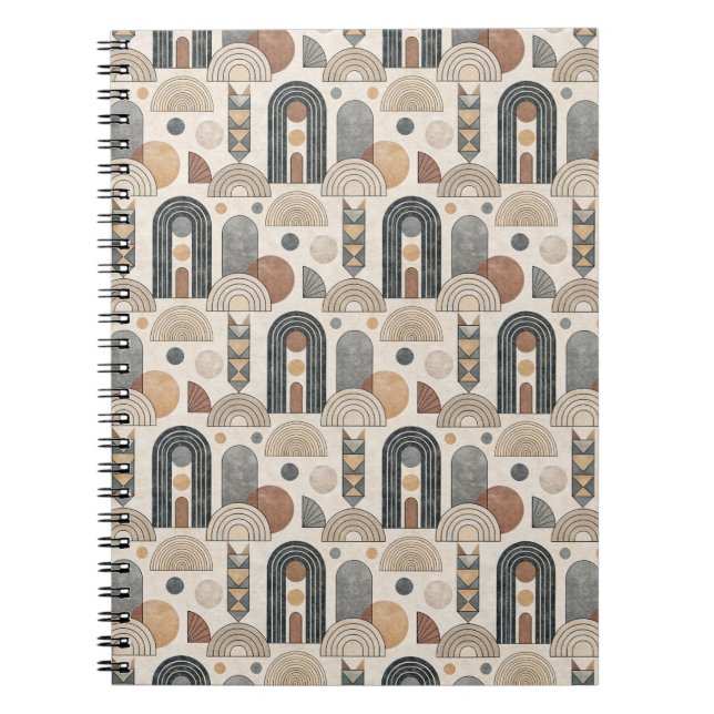 Arcos Boho Modernos em Creme, Caderno Espiral (Frente)