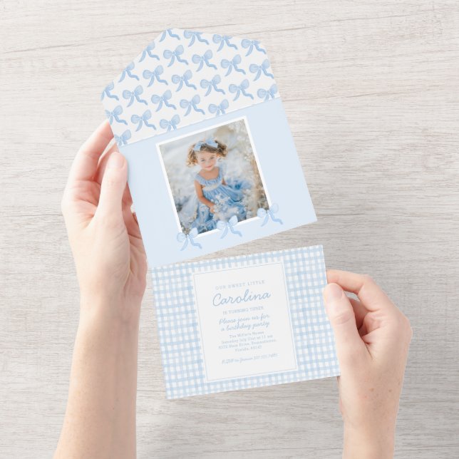 Arcos de Aquarela Preppy Gingham Foto Personalizad (Aba destacável)