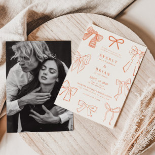 Arcos de Coquette Convite de Casamento Laranja