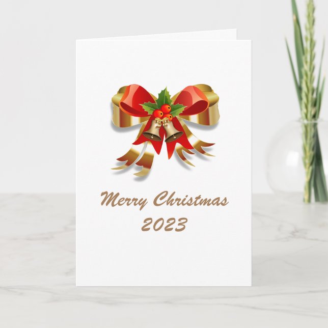 Arcos e Sinos Feliz Cartão de Natal (Frente)