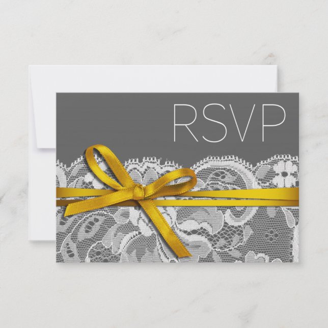 Arcos Fita e cinza RSVP de rendas amarelo (Frente)