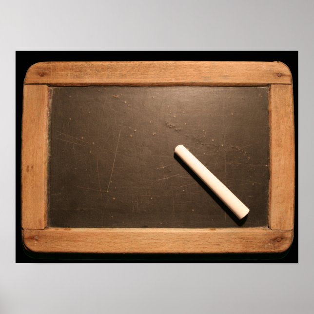 Ardoise Vintage School Slate with Chalk B Poster (Frente)