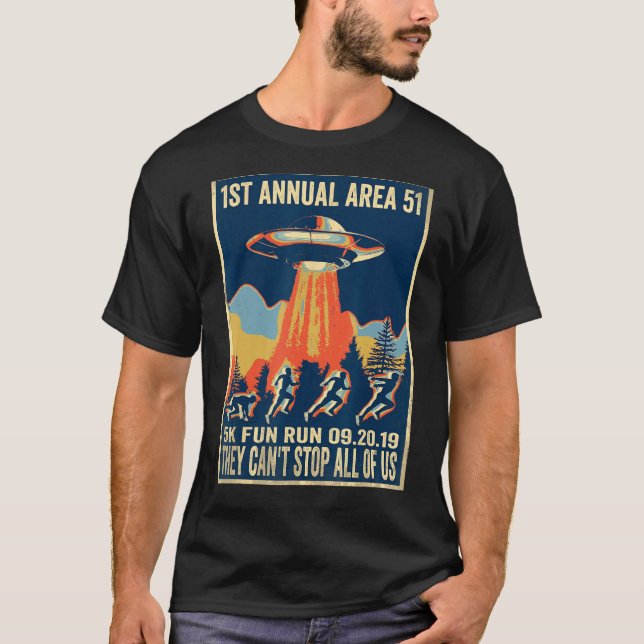 Área 51 5K Diversão Camisa 1rua Anual (Frente)