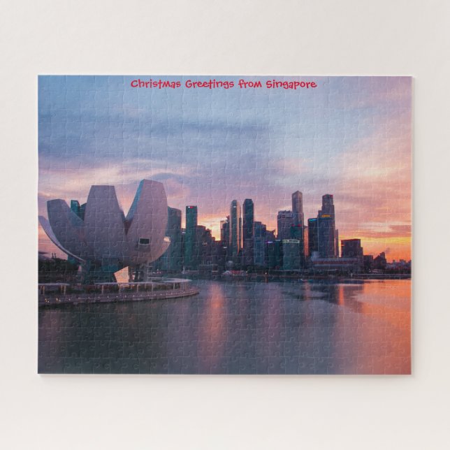 Área da Marina e Skyline Singapura. Quebra-cabeça (Horizontal)