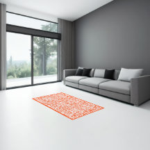 Area Rug Interior - Spots Orange White