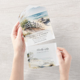 Areia Aquarela Praia Tudo Em Um Convite