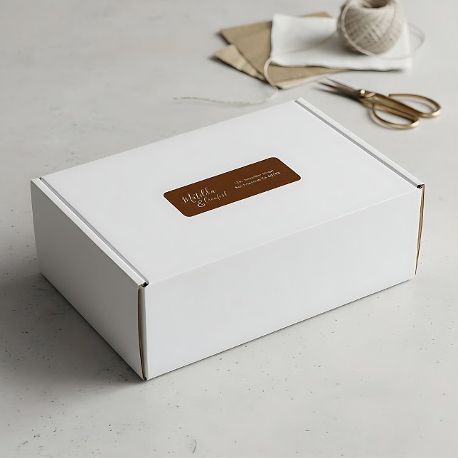 Areia | Casamento de etiqueta de endereço de devol (Criador carregado)