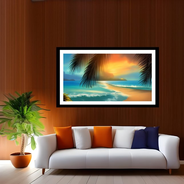 Areia de praia tropical oceano palmeiras Poster (Criador carregado)