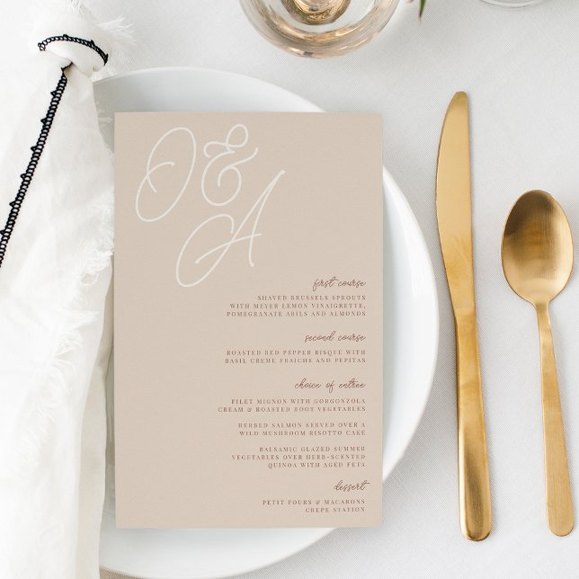 Areia | Script Watermark Monogramme Menu Wedding (Criador carregado)