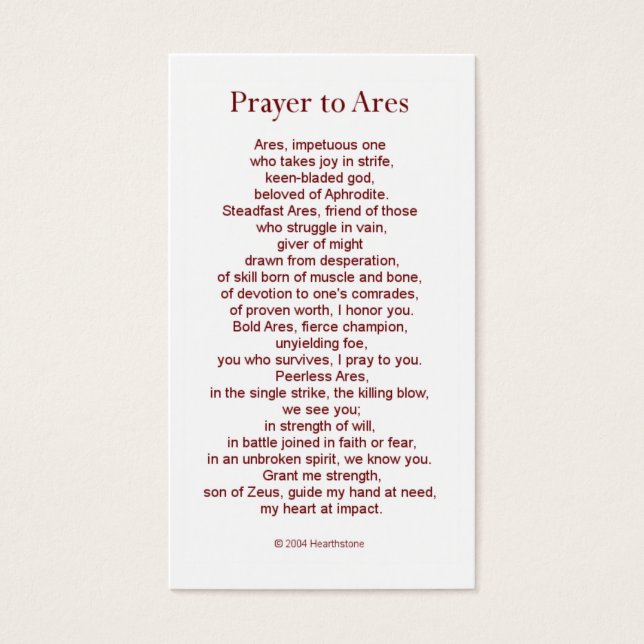 Ares Prayer Card (Frente)