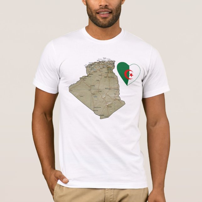 Argélia Flag Heart and Map T-Shirt (Frente)