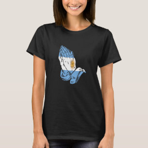 Argentina Rezando Mãos Bandeira Camisa De Argentin