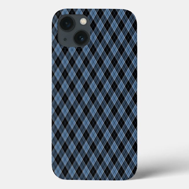 Argyle Azul Preto Branco Listras padrão de diamant (Verso)
