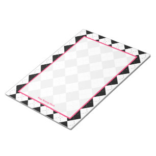 Argyle & bloco de notas personalizado rosa