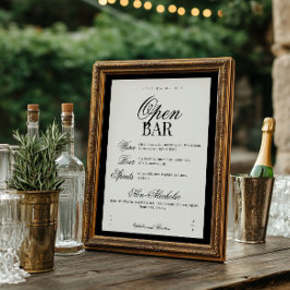 Aria | Black Beige Elegant Wedding Bar Sign