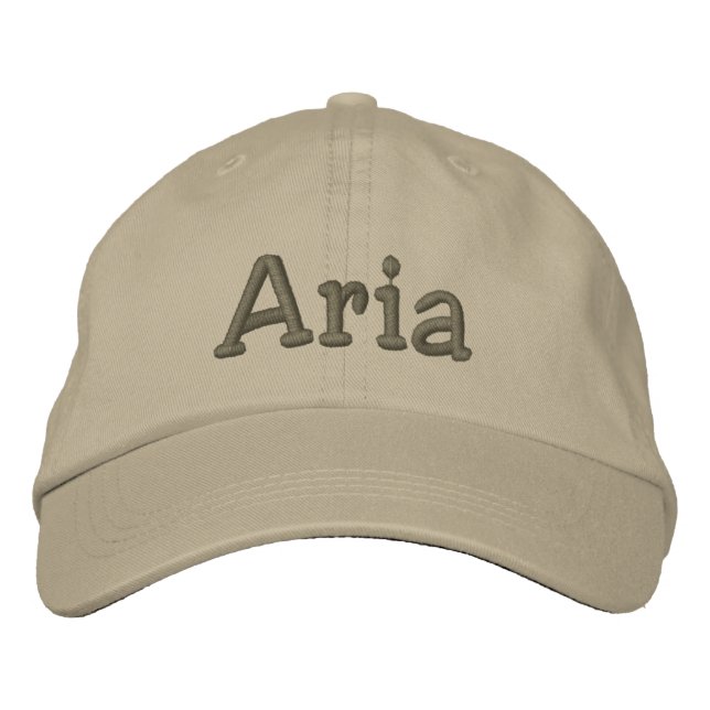 Aria Name Embroiderado Baseball Boné Khaki (Frente)