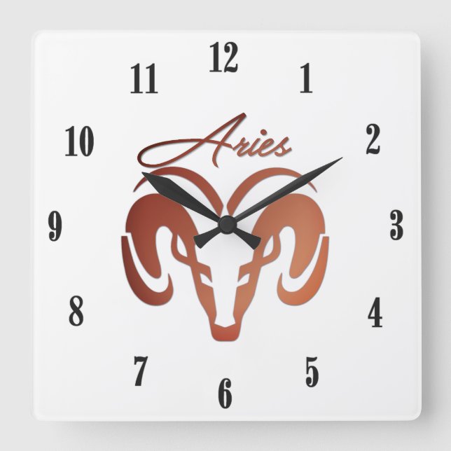 Aria o Relógio de Parede de Vidro Zodiac Ram (Frente)
