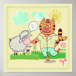 Aries Cat Zodiac Nursery Impressão