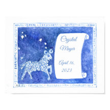 Aries impressão de aquarela de aniversário