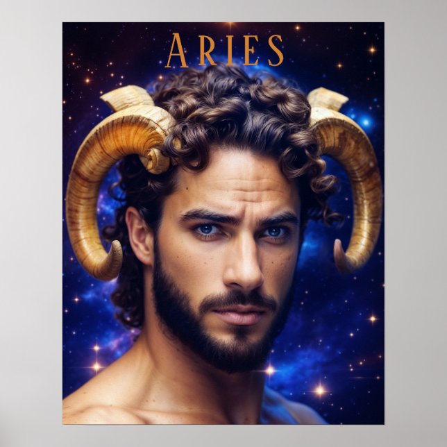 Aries Masculino Poster astrológico (Frente)