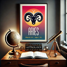 Aries Mínimos Vibrantes Poster de Símbolo Zodiac