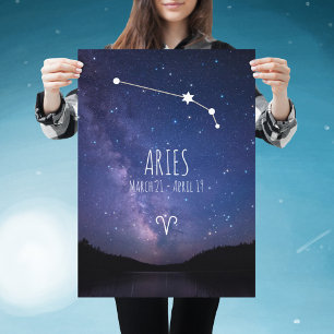 Aries   Poster de constelação Zodiac Personalizada