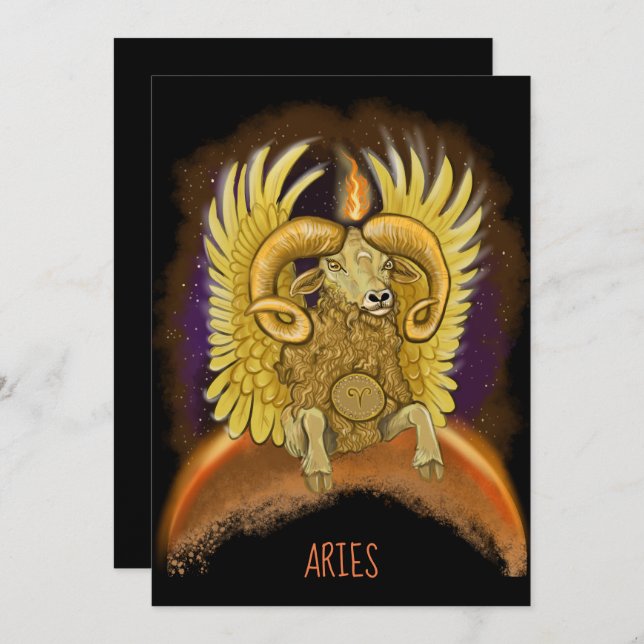 Aries Sinal de Zodíaco Convite (Frente/Verso)