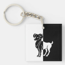 Aries Sinal Zodiac, Chaveiro preto e branco