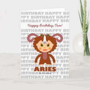 Aries - Sinal Zodíaco Cartão de Aniversário