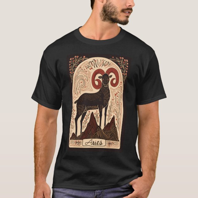 Aries - T-Shirt Celestial Arte Zodiaca (Frente)
