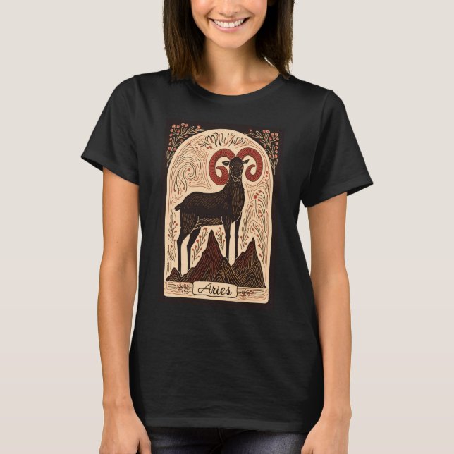 Aries - T-Shirt Celestial Arte Zodiaca (Frente)