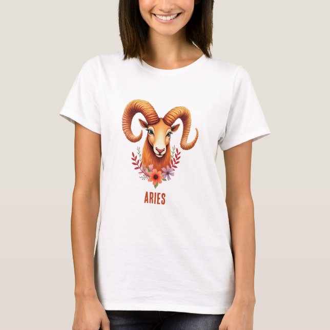 Aries zodiac boho watercolor T-Shirt (Frente)