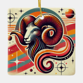 Aries Zodiac Enfeites de natal Retro Design