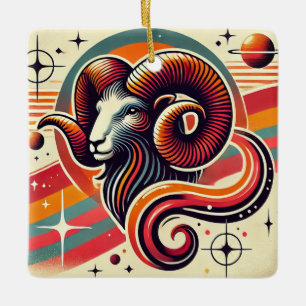 Aries Zodiac Enfeites de natal Retro Design