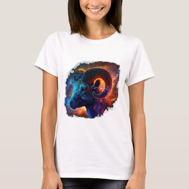 Aries Zodiac Star Sign Woman's Basic T-Shirt (Frente)