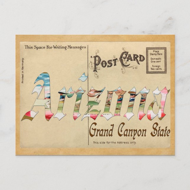 Arizona do Cartão Postal Antigo (Frente)