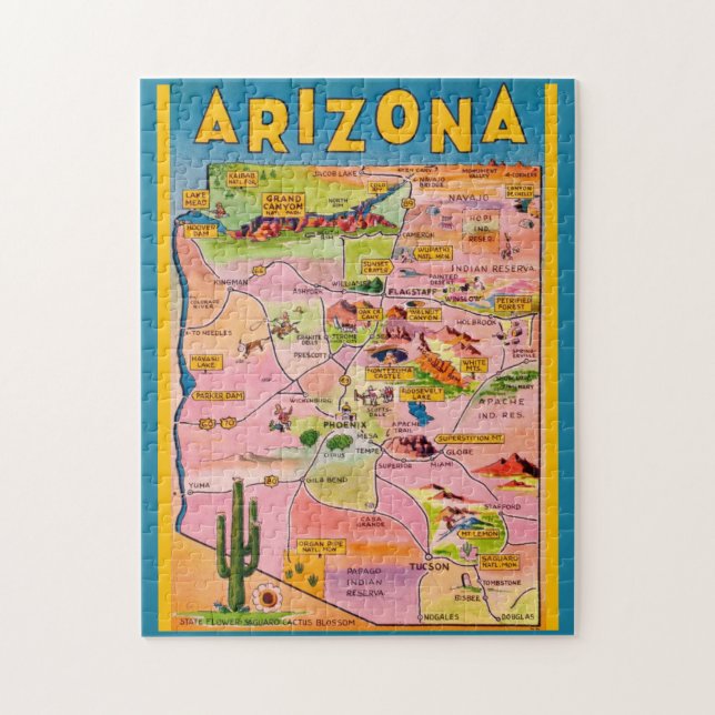 Arizona Map 11x14 Jigsera Quebra-cabeça (Vertical)