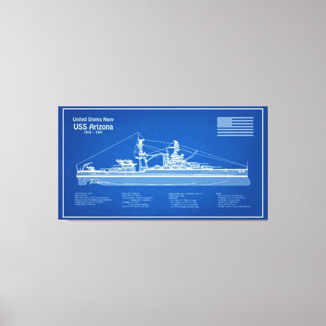 ARIZONA USS - ABD de Planos de Impressão Blueprint (Frente)