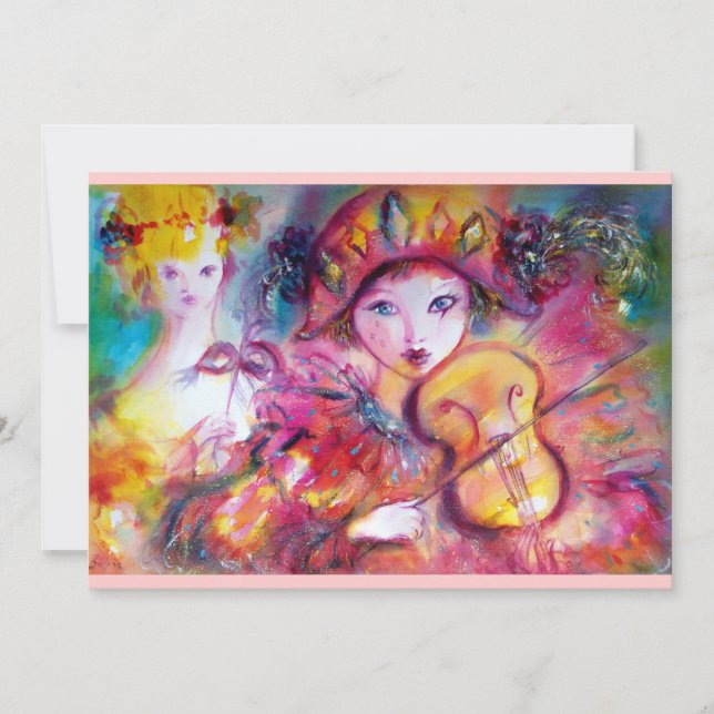 ARLECCHINO E COLOMBINA Venetian Mardi Gras Máscara (Frente)