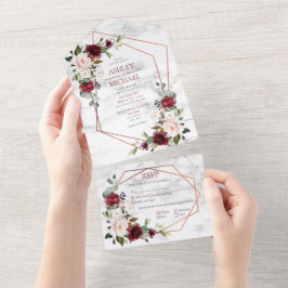 Armamento Geométrico de Cobre e Blush Floral
