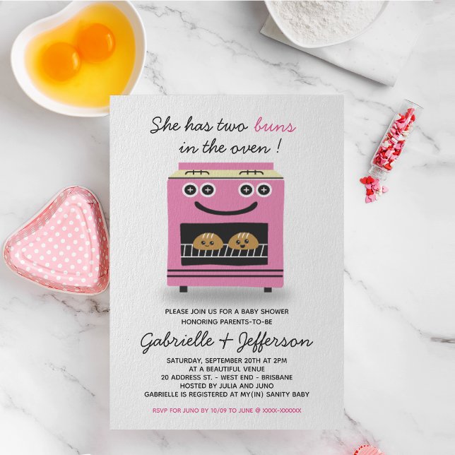 Armas Rosa No Convite Ao Chá de fraldas De Gêmeos  (Criador carregado)