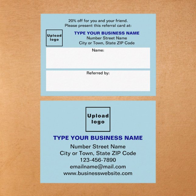 Armazenar ou Comprar Cartão de Referência Azul Cla (Business light blue referral card for for your customers and their family, relatives or friends.)